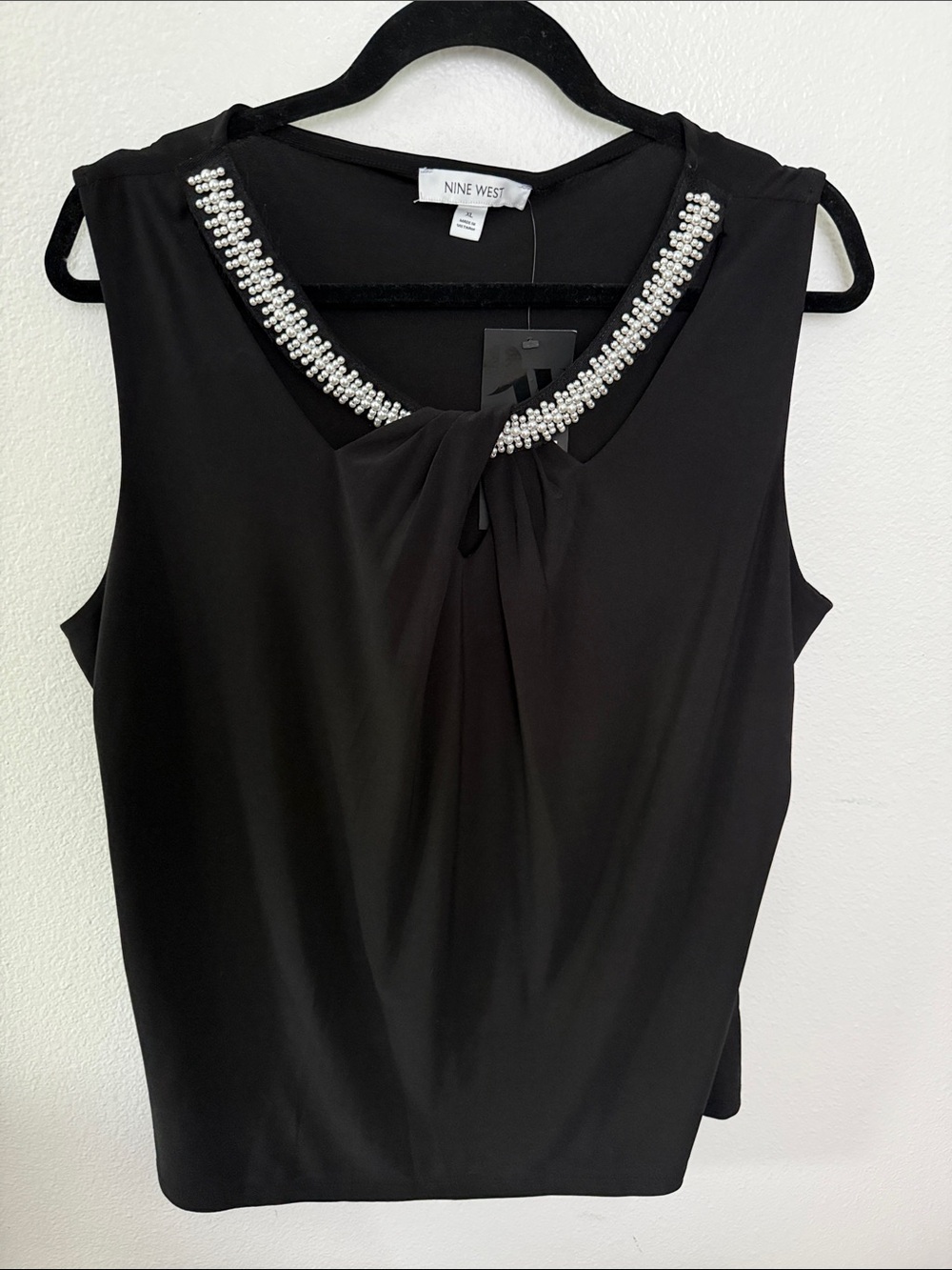 Nine West Black Beaded Neckline Sleeveless Camisole NWT XL